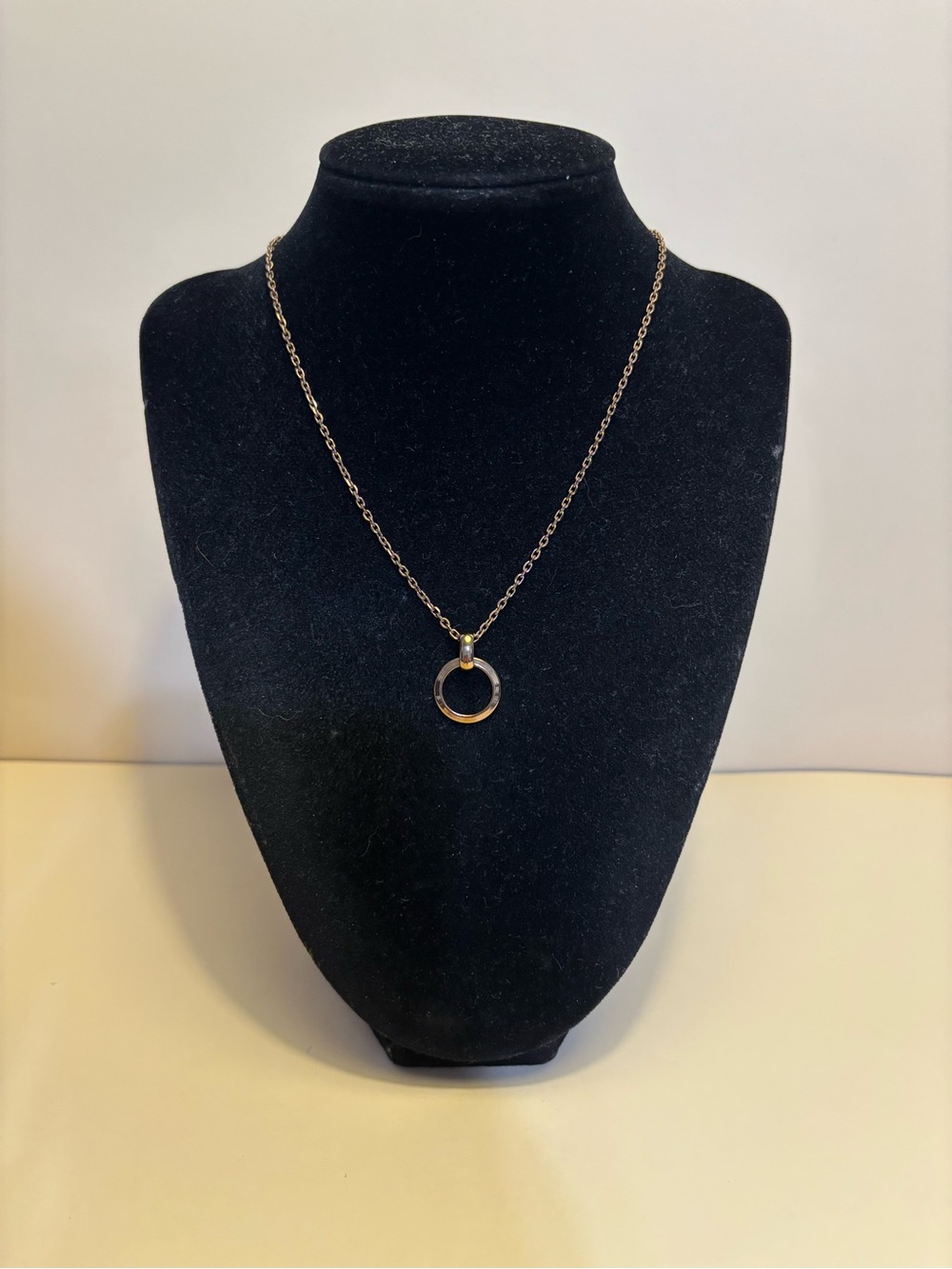 Fossil Steel Bronze Circle Pendant Necklace 18”+2”